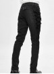 Side Buttons Side Flocking Lace-Up Rivet Black Twill Gothic Pants