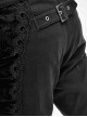 Side Buttons Side Flocking Lace-Up Rivet Black Twill Gothic Pants
