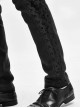 Side Buttons Side Flocking Lace-Up Rivet Black Twill Gothic Pants