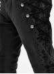 Side Buttons Side Flocking Lace-Up Rivet Black Twill Gothic Pants