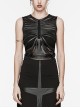 Personalized Black Laminated Splicing See Through Mesh Front Chest Cut Skinny Punk Style Sleeveless Vest
