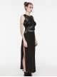 Personalized Black Laminated Splicing See Through Mesh Front Chest Cut Skinny Punk Style Sleeveless Vest