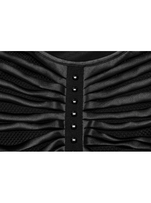 Personalized Black Laminated Splicing See Through Mesh Front Chest Cut Skinny Punk Style Sleeveless Vest
