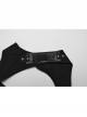 Handsome Black Micro Elastic Twill With Plastic Shoulder Pads And Punk Style Adjustable Harness