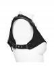Handsome Black Micro Elastic Twill With Plastic Shoulder Pads And Punk Style Adjustable Harness