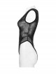 Sexy Black Printed High Cut Mesh Side Mesh Punk Style Daily Slim Vest