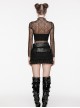 Black Sexy Patterned Mesh With Butterfly Embroidery On The Chest Gothic Style See Through Long Sleeved T-Shirt