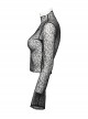 Black Sexy Patterned Mesh With Butterfly Embroidery On The Chest Gothic Style See Through Long Sleeved T-Shirt