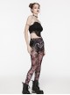 See Through Black Sexy Mesh Patchwork Rib Embroidery Applique Decorative Gothic Style Halter Vest