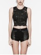 Personalized Black Stretch Lace Mesh Cross Embroidery Appliqué Decoration On The Chest Gothic Style Daily Vest