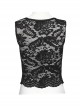 Personalized Black Stretch Lace Mesh Cross Embroidery Appliqué Decoration On The Chest Gothic Style Daily Vest
