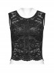 Personalized Black Stretch Lace Mesh Cross Embroidery Appliqué Decoration On The Chest Gothic Style Daily Vest