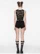 Personalized Black Stretch Lace Mesh Cross Embroidery Appliqué Decoration On The Chest Gothic Style Daily Vest