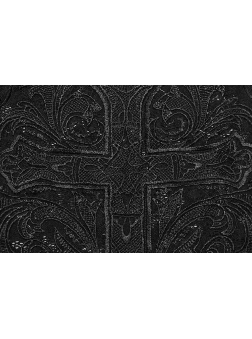 Personalized Black Stretch Lace Mesh Cross Embroidery Appliqué Decoration On The Chest Gothic Style Daily Vest