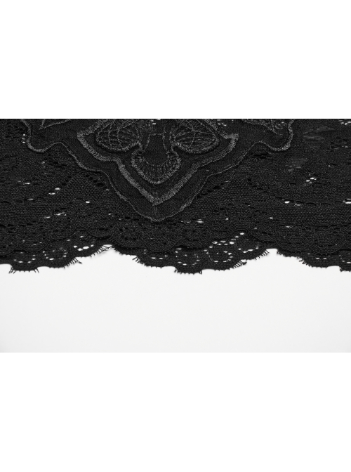 Personalized Black Stretch Lace Mesh Cross Embroidery Appliqué Decoration On The Chest Gothic Style Daily Vest