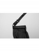 Adjustable Black Rubberized Leather Spliced Chiffon Front Center Snap Button Embellished Punk Style Mesh Cloak