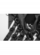 Adjustable Black Rubberized Leather Spliced Chiffon Front Center Snap Button Embellished Punk Style Mesh Cloak