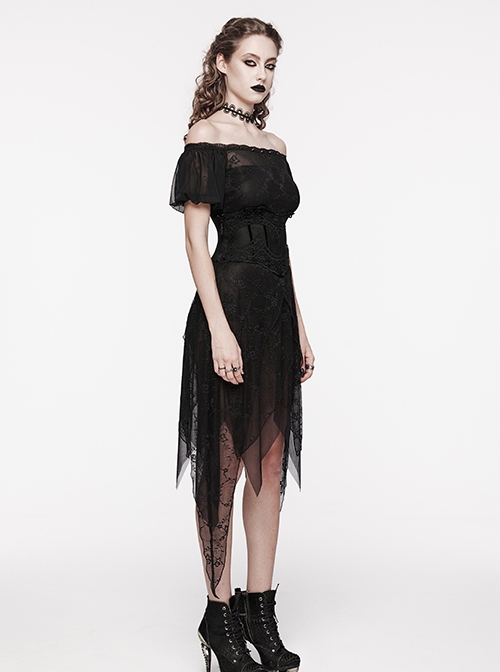 Black Lace Spliced With Hollow Mesh And Velvet Webbing At The Back To Adjust The Gothic Style Sexy Corset