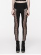 Slim Fit Stretch Black Knitted Patchwork Lace Gothic Daily Hollow Trousers