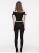 Slim Fit Stretch Black Knitted Patchwork Lace Gothic Daily Hollow Trousers