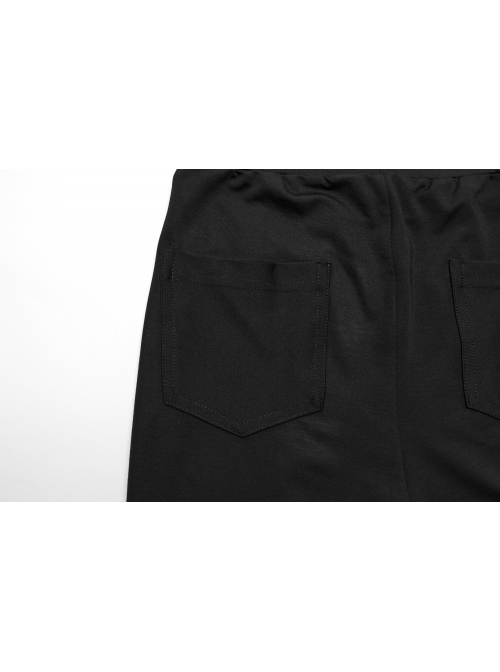 Slim Fit Stretch Black Knitted Patchwork Lace Gothic Daily Hollow Trousers