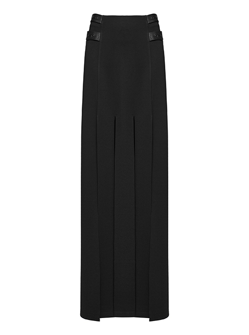 Black Flowing Fringed Stretch Knit Punk Style Simple Skirt