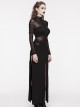 Black Flowing Fringed Stretch Knit Punk Style Simple Skirt