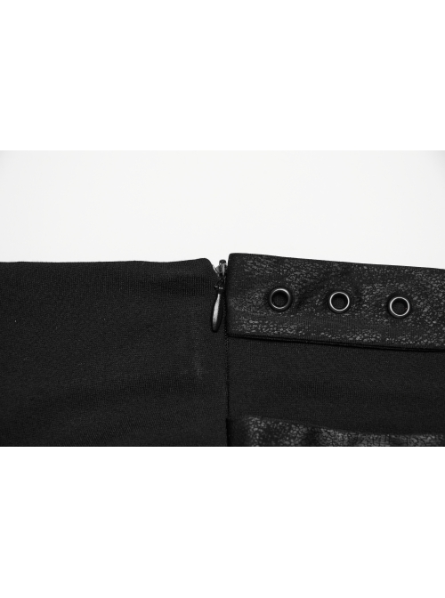 Black Flowing Fringed Stretch Knit Punk Style Simple Skirt