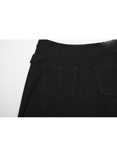 Black Flowing Fringed Stretch Knit Punk Style Simple Skirt
