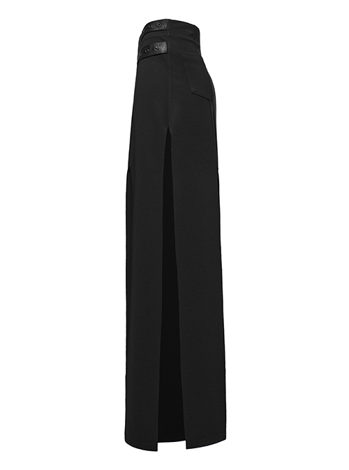 Black Flowing Fringed Stretch Knit Punk Style Simple Skirt