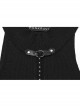 Black Simple Elastic Front Center Cross Pattern With Leather Collar Collar Punk Style Sleeveless Knitted Vest