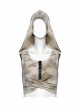 Handsome Black Coffee Color Tie Dye Knitted Back Hollow Punk Style Wasteland Hooded Sleeveless Vest