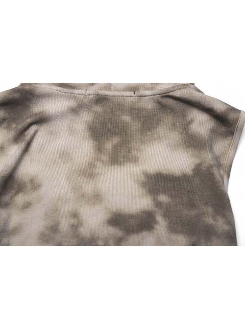 Handsome Black Coffee Color Tie Dye Knitted Back Hollow Punk Style Wasteland Hooded Sleeveless Vest