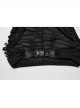 Asymmetrical Black Stretch Ripped Crossover V-Neck Punk Style Hollow Vest