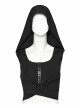 Handsome Black Tie Dye Knitted Back Hollow Punk Style Wasteland Hooded Sleeveless Vest