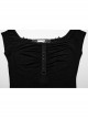 Daily Bateau Neck Black Stretch Knit Patchwork Lace Appliqué Back Hollow Punk Style Long Sleeved Dress
