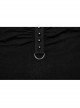 Daily Bateau Neck Black Stretch Knit Patchwork Lace Appliqué Back Hollow Punk Style Long Sleeved Dress