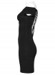 Daily Bateau Neck Black Stretch Knit Patchwork Lace Appliqué Back Hollow Punk Style Long Sleeved Dress