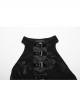 Black Velvet Floral Stitching Stretch Mesh Front Deep V-Neck With Buttoned Gothic Print Sleeveless Dress