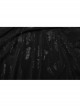 Black Velvet Floral Stitching Stretch Mesh Front Deep V-Neck With Buttoned Gothic Print Sleeveless Dress