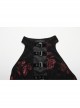 Black And Red Velvet Floral Stitching Stretch Mesh Front Deep V-Neck With Buttoned Gothic Print Sleeveless Dress