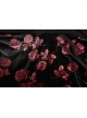 Black And Red Velvet Floral Stitching Stretch Mesh Front Deep V-Neck With Buttoned Gothic Print Sleeveless Dress