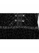 Vibrant Black Stretch Velvet Checkered Leather Straps On The Chest Gothic Style Irregular Sleeveless Dress