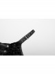 Vibrant Black Stretch Velvet Checkered Leather Straps On The Chest Gothic Style Irregular Sleeveless Dress