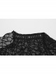 Sexy See Through Black Elastic Skull Mesh Shoulder Alloy Webbing Decoration Punk Style Daily Short Sleeved T-Shirt