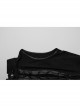 Sexy Black Stretch Knitted Front Chest See Through Mesh With Eyelet String Punk Style Stand Up Collar Sleeveless Vest