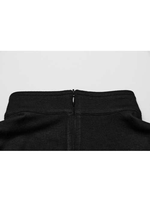 Sexy Black Stretch Knitted Front Chest See Through Mesh With Eyelet String Punk Style Stand Up Collar Sleeveless Vest
