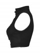 Sexy Black Stretch Knitted Front Chest See Through Mesh With Eyelet String Punk Style Stand Up Collar Sleeveless Vest