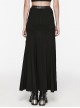 Black Sexy Side Slit Tie Front Center See Through Mesh Patchwork Punk Style Knitted Skirt