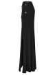 Black Sexy Side Slit Tie Front Center See Through Mesh Patchwork Punk Style Knitted Skirt